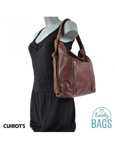 Bolso Mochila Hobo de Piel Burdeos Cuirots