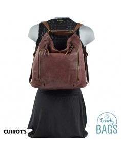 Bolso Mochila Hobo de Piel Burdeos Cuirots 2