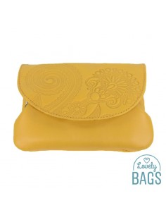 Porta moedas de pele Mostarda Lugupell