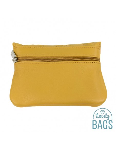 Porta moedas de pele Mostarda Lugupell