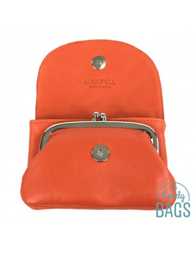 Porta moedas laranja de pele Lugupell
