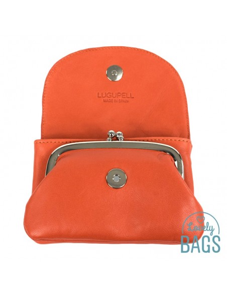 Porta moedas laranja de pele Lugupell
