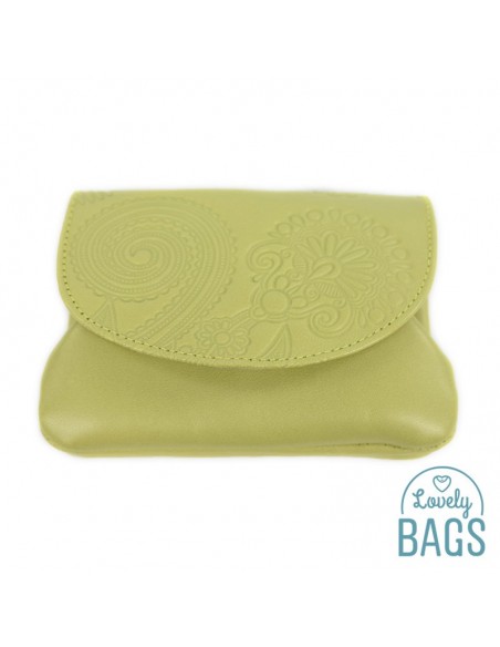 Porta moedas pistachio em pele Lugupell