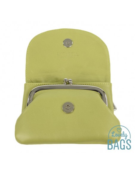 Monedero de piel pistacho Lugupell