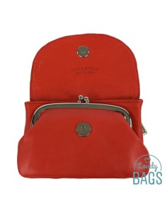 Monedero rojo anaranjado de piel Lugupell 2
