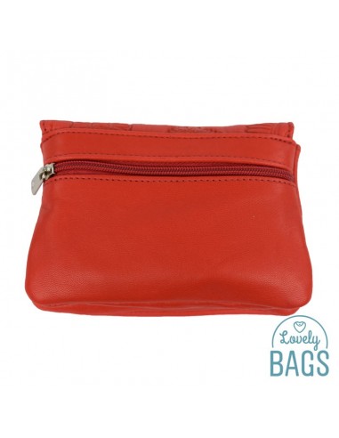 Monedero rojo anaranjado de piel Lugupell