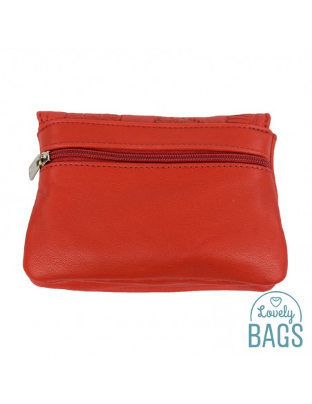 Porta moedas vermelho coral em pele Lugupell