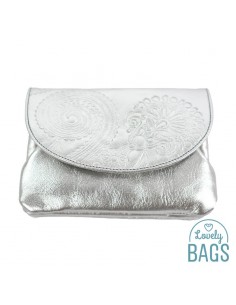 Porta moedas prateado em pele Lugupell