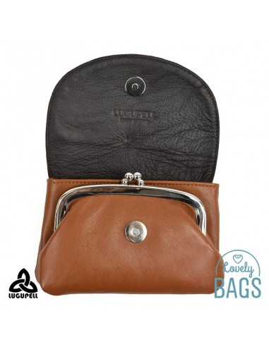 Monedero de piel cuero y marrón oscuro Lugupell