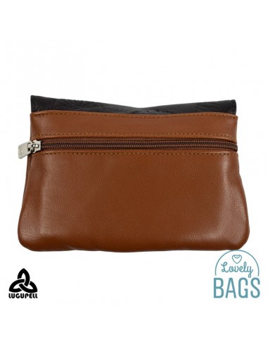 Moneder de pell cuir i marró fosc Lugupell