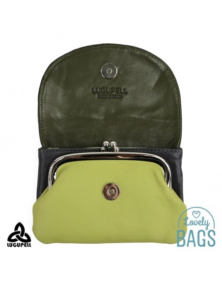 Porta moedas verde claro, musgo e cinza Lugupell