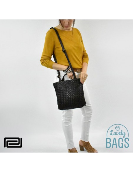 Mochila bolsa tiracolo preta pequena Pradens