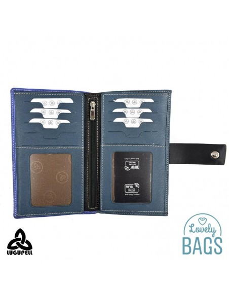 Cartera grande con Rfid Lugupell azul - Cozumel