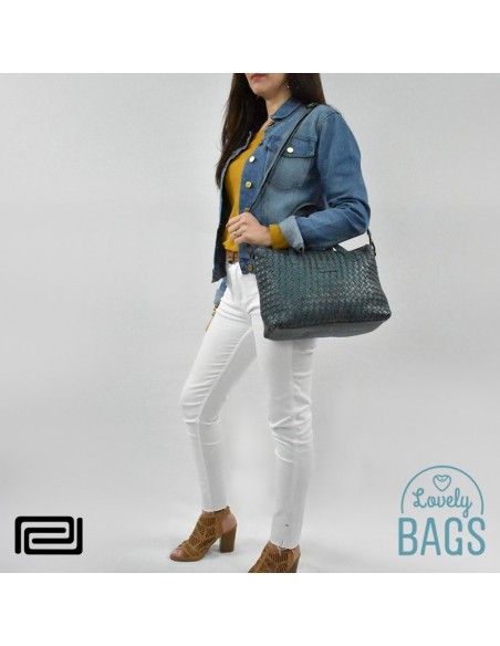 Bolso de Mano verde petróleo Pradens