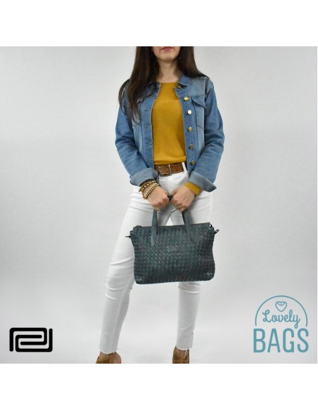 Bolso de Mano verde petróleo Pradens