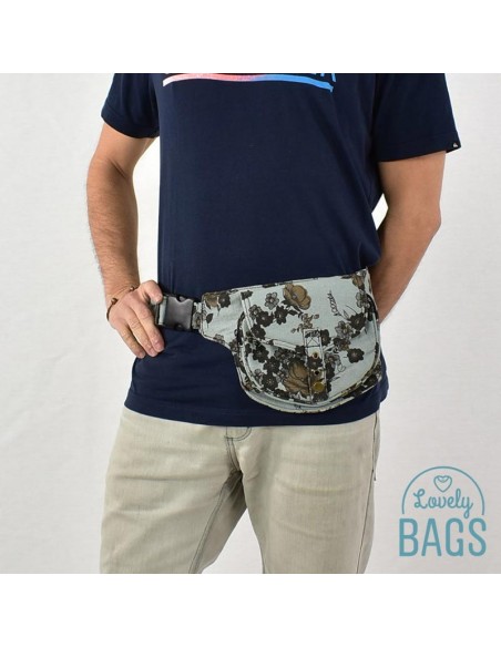 Bolsa de cintura hippie cinzenta floral - Delhi