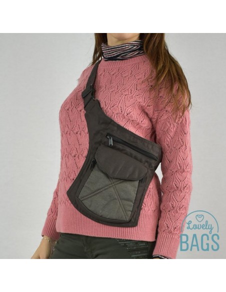 Ronyonera lateral marró metal·litzat - Stitching