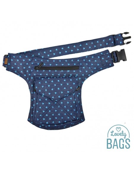 Fanny pack de denim com corações - Stitching