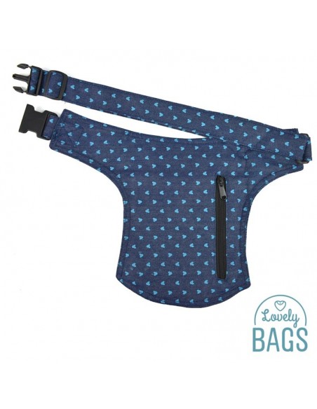 Fanny pack de denim com corações - Stitching