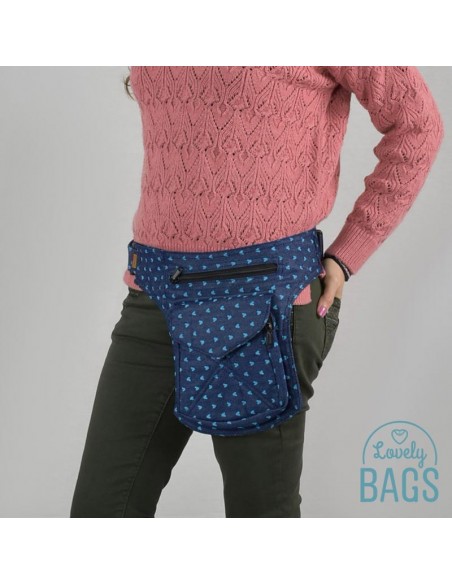 Fanny pack de denim com corações - Stitching
