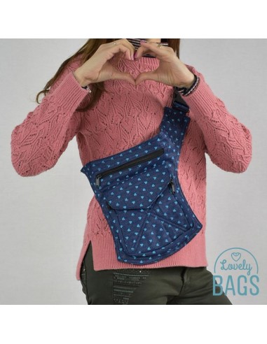 Fanny pack de denim com corações - Stitching