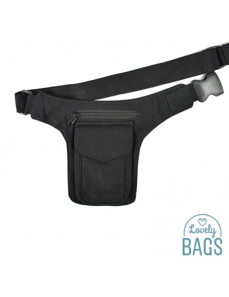 Mala de cintura preta pequena - Stitching