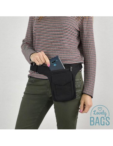 Mala de cintura preta pequena - Stitching