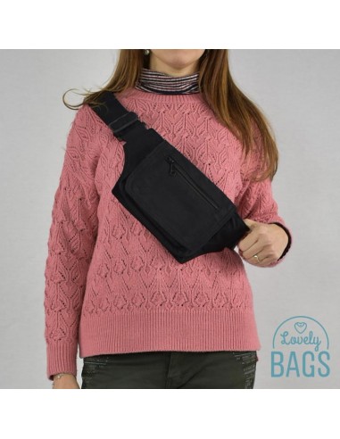 Mala de cintura preta com aba - Pouch