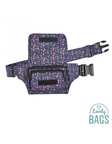 Bolsa de cintura jeans com de flores - Pouch