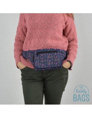 Bolsa de cintura jeans com de flores - Pouch