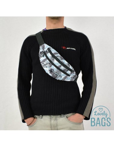Fanny pack desportiva estampado azul - Surf palms