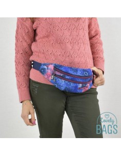 Mala de cintura desportiva azul com flores - Pink Magnolia 2