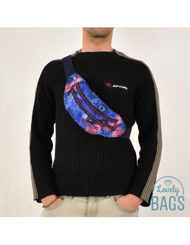 Mala de cintura desportiva azul com flores - Pink Magnolia