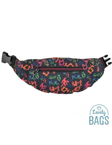 Riñonera deportiva negra estampada Coolpack - Floral dream