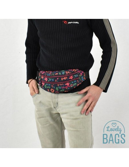 Riñonera deportiva negra estampada Coolpack - Floral dream