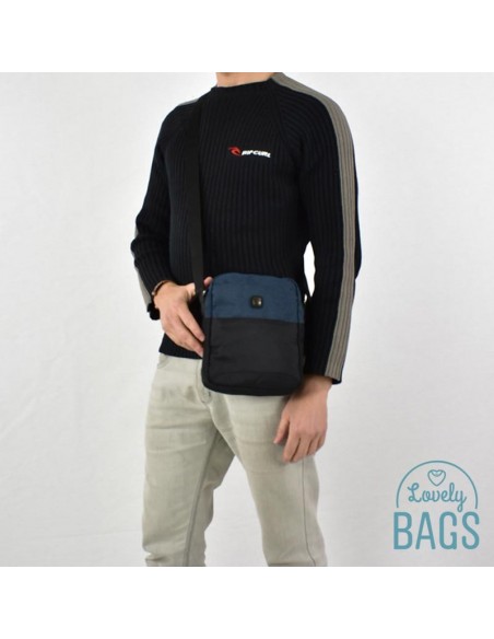 Bandolera impermeable negra i blau Gabol - Nil man