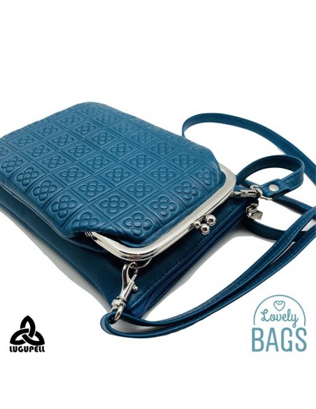 Bandolera blau petroli porta mòbil Lugupell - Panot