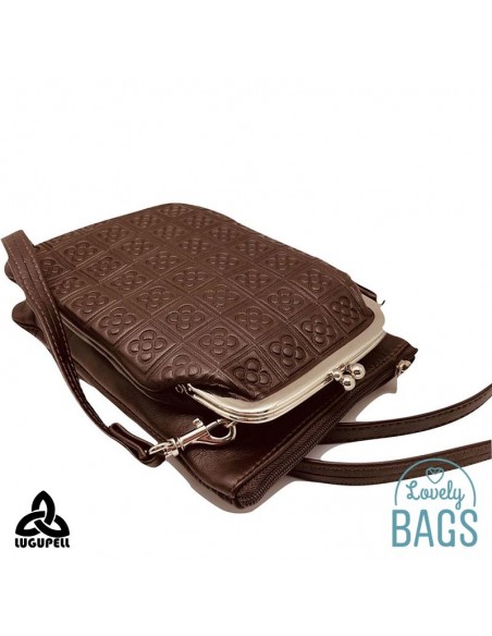Bolsa tiracolo castanho para telemóvel Lugupell - Panot