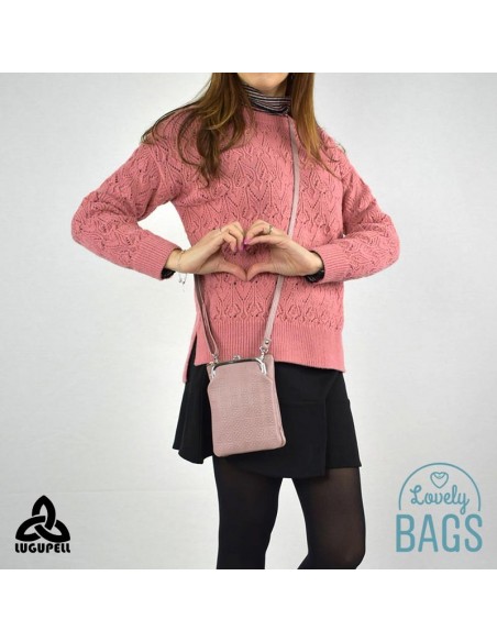Bandolera rosa pal porta mòbil Lugupell - Panot