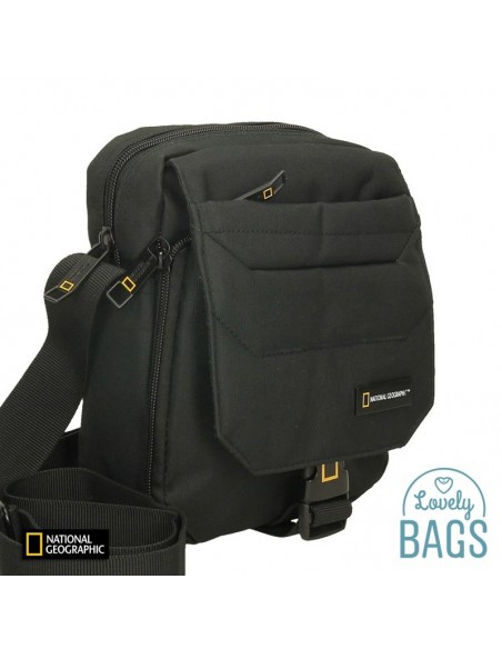 Bandolera impermeable negra amb solapa National Geographic - Pro