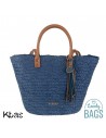 Bolso shopper rafia azul con doble asa - Kbas