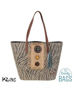 Mala shopper de verão preta e palha - Kbas