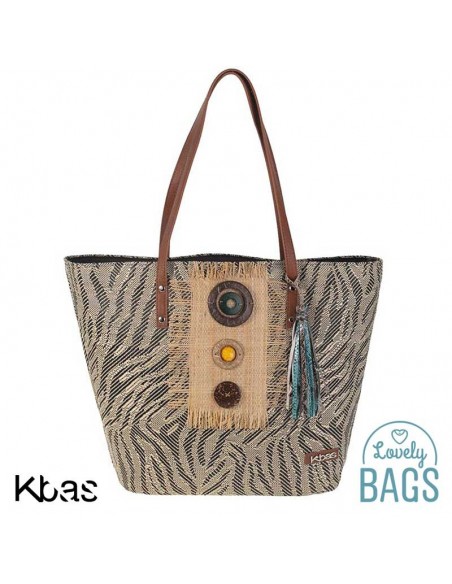 Mala shopper de verão preta e palha - Kbas
