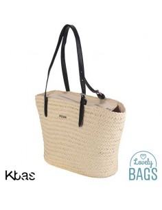 Cesto de ráfia grande com bolso preto - Kbas 2