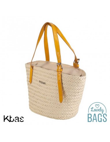 Bossa ràfia petit amb butxaca mostassa - Kbas