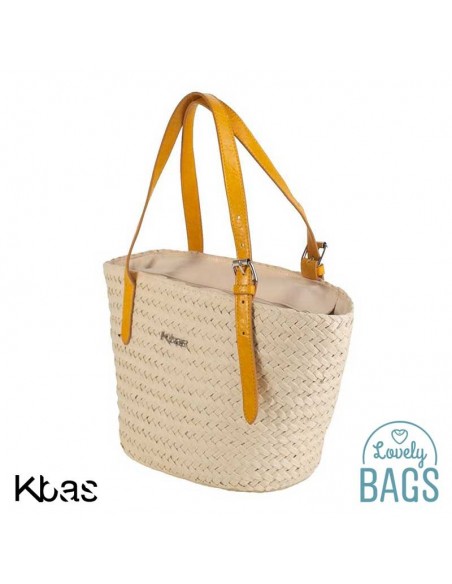 Bossa ràfia petit amb butxaca mostassa - Kbas