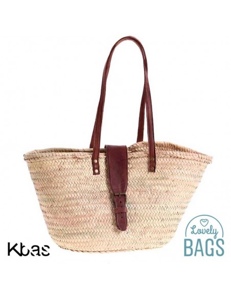 Cesto de praia com fecho de couro - Kbas