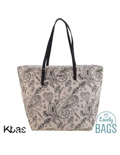 Sacola de praia grande com estampado Paisley preto - Kbas