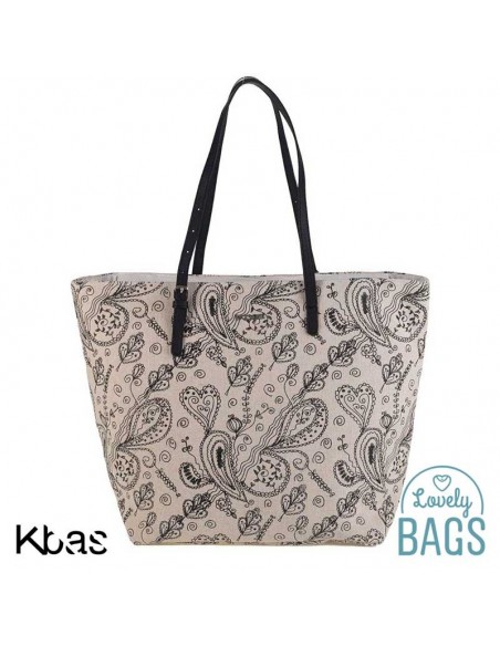 Bolsa de playa grande con estampado paisley negro - Kbas