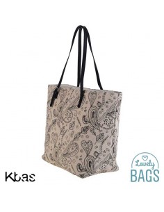 Bolsa de playa grande con estampado paisley negro - Kbas 2